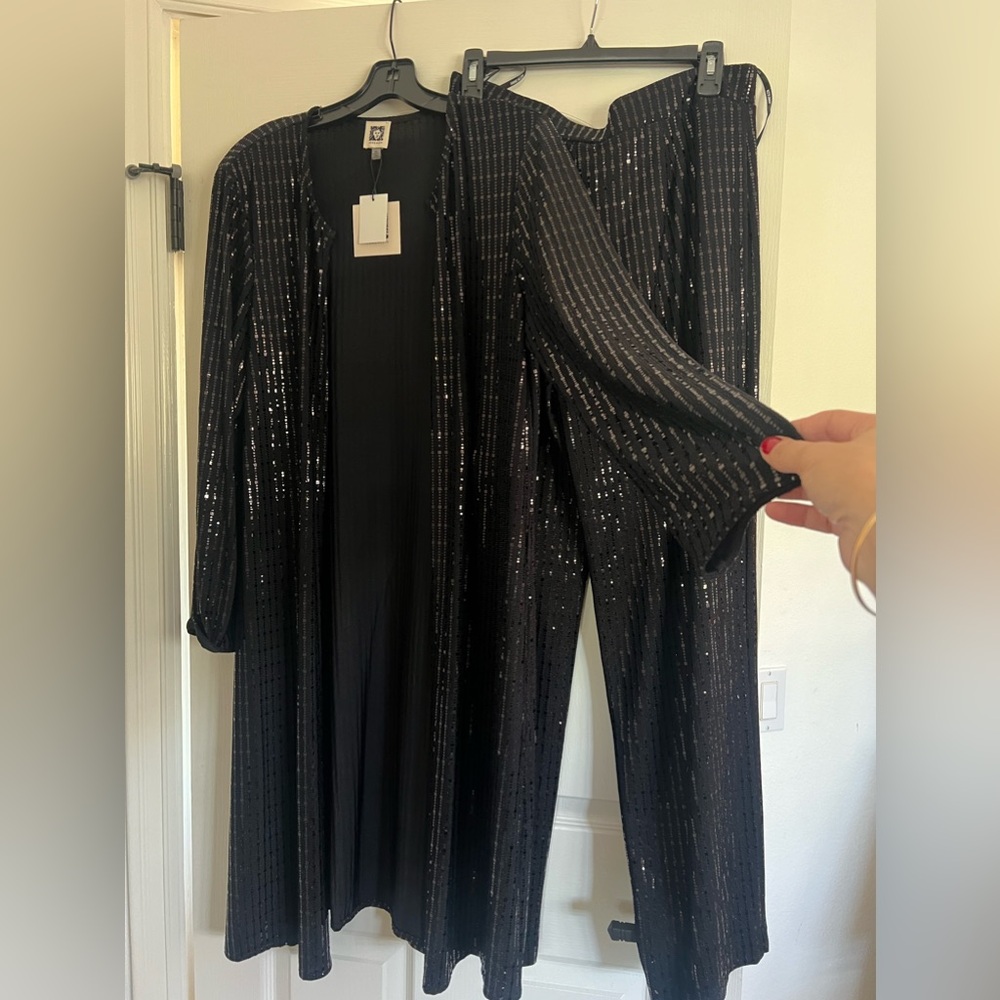 ANNE KLEIN sequin cardigan & matching pant - Picture 3 of 3